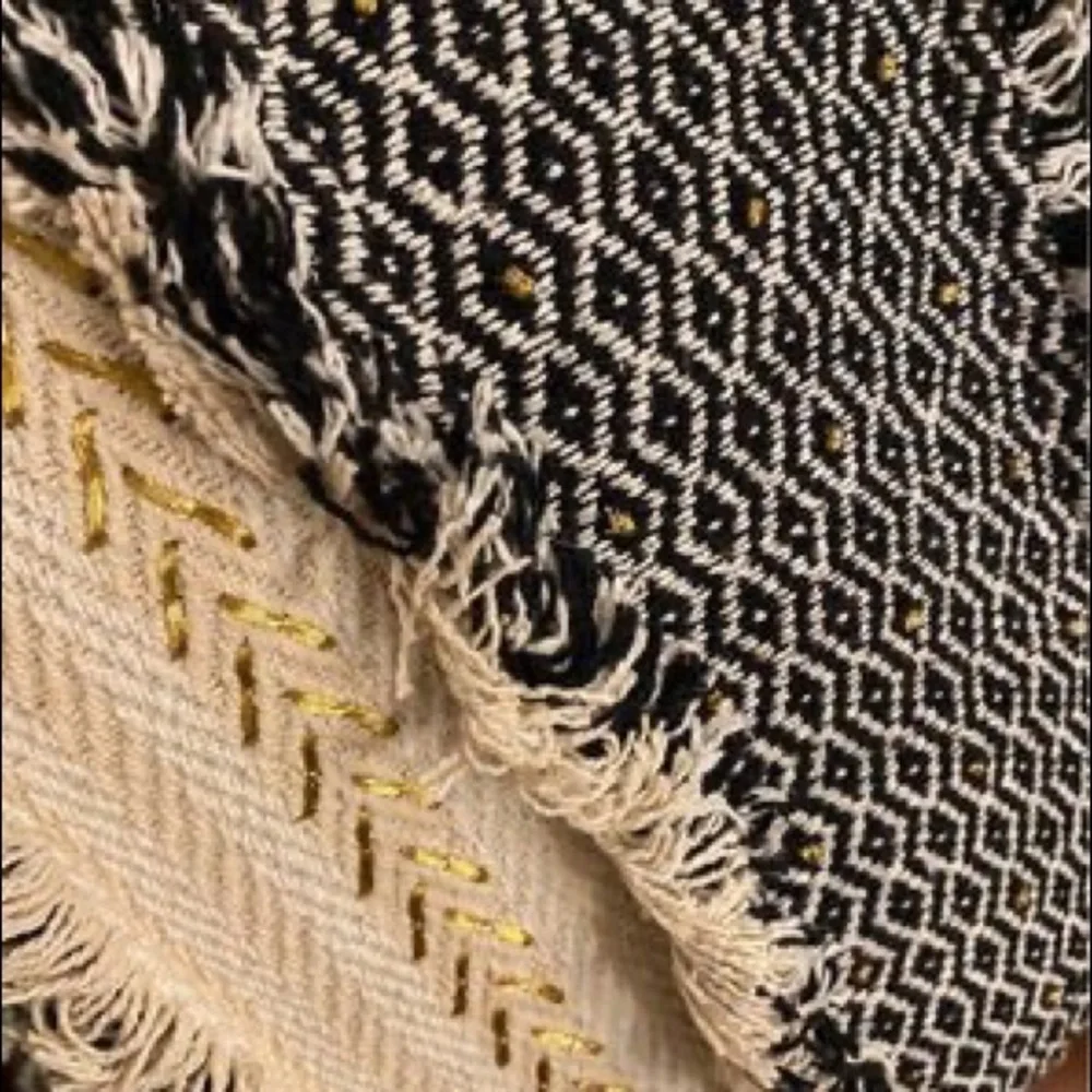Anthropologie | Tasseled Retrograde Pillow Black Ivory Gold Embroidered